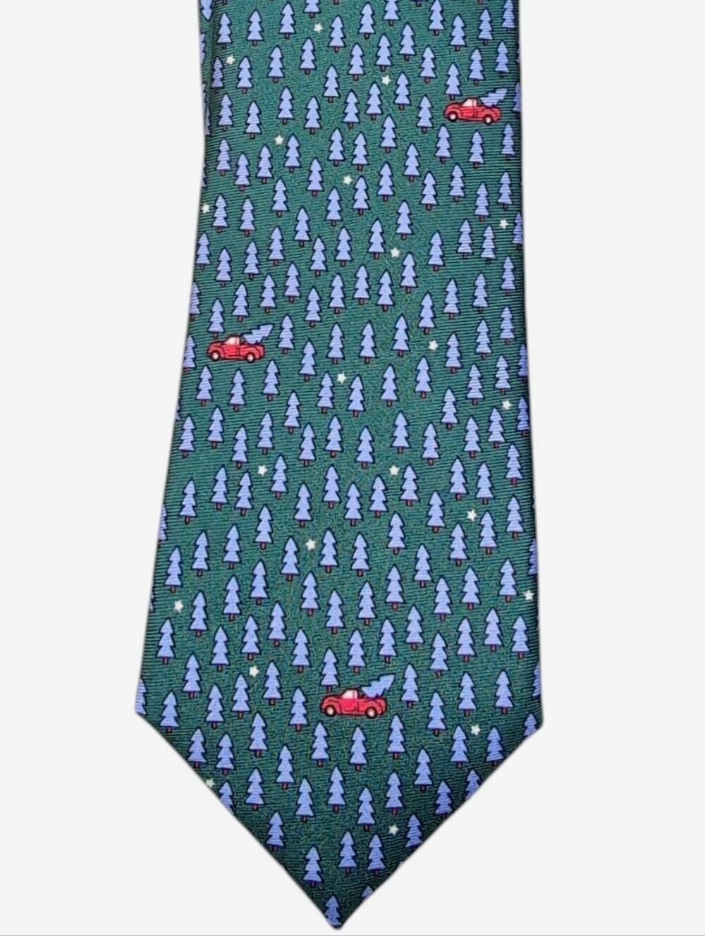 Tommy Hilfiger Green Christmas Tree Pick-up Green Blue Red Silk Classic Tie